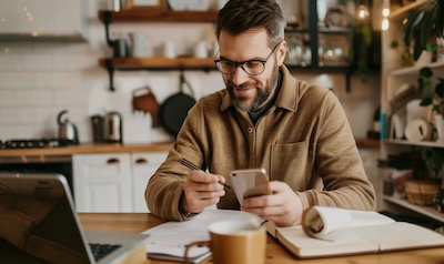 Dänisch Anfänger lernt Vokabeln auf dem Smartphone