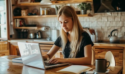 Deutsch fuer Anfaenger lernen zuhause Laptop