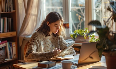 Slowenisch für Anfänger lernen zu Hause Schreibtisch